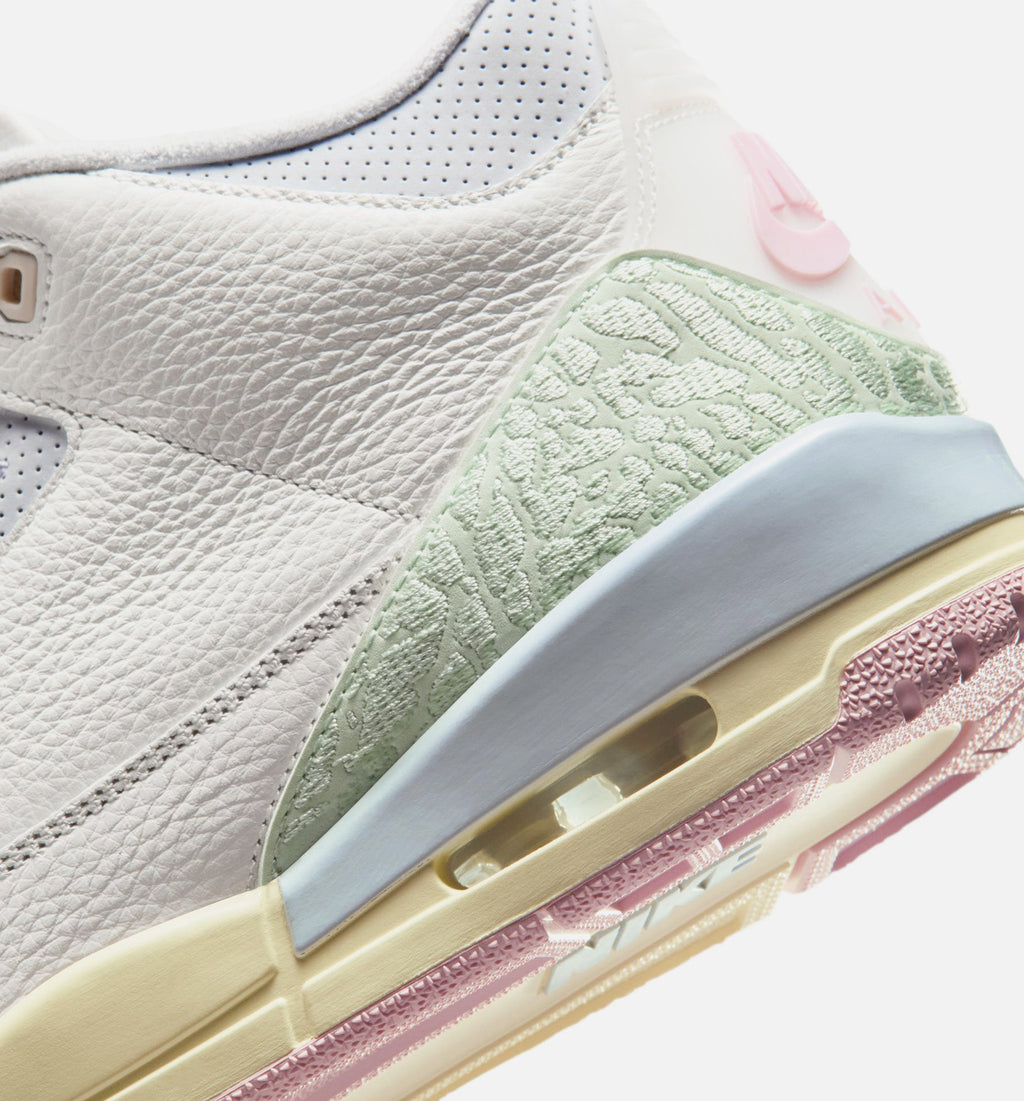Air Jordan 3 Retro Sail and Jade Aura Men's Sneakers - Sail/Jade Aura/Aura/Iced Carmine