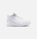 Air Jordan 3 Retro White and Silver Preschool Sneakers - White/Metallic Silver