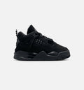 Air Jordan 4 Retro Black Cat Infant/Toddler Sneakers - Black/Black/Light Graphite