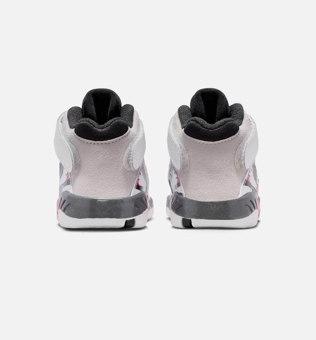 Air Jordan 8 Retro White and True Red Infant/Toddler Sneakers - White/Black/True Red