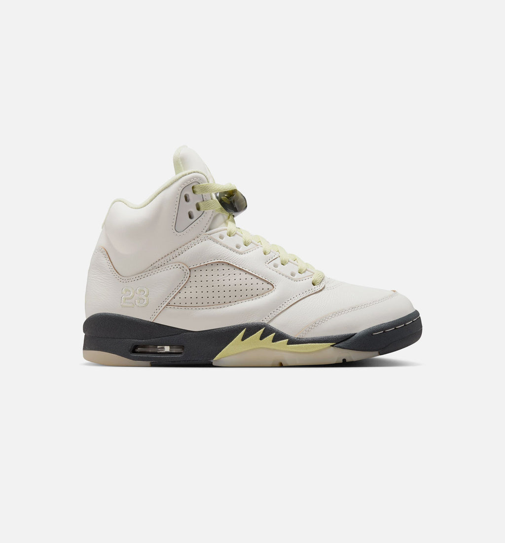 Air Jordan 5 Retro Luminous Green and Sail Women's Sneakers - Sail/Luminous Green/Anthracite
