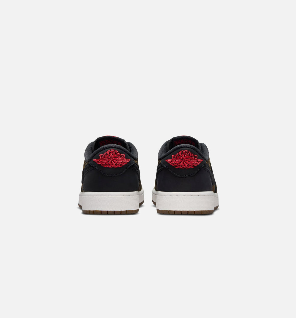 Air Jordan 1 Retro Low OG Laser Black and Varsity Red Grade School Sneakers - Black/Varsity Red/Summit White