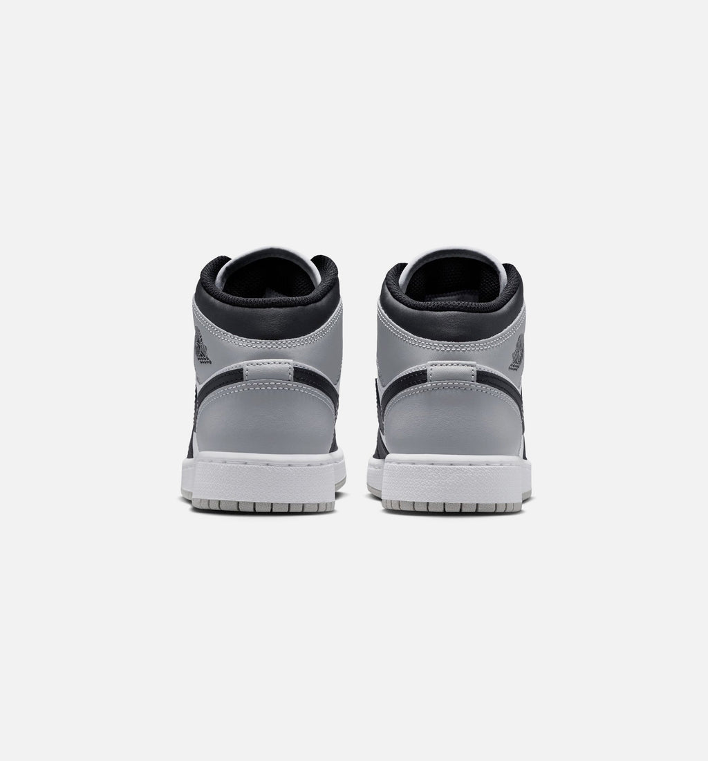 Air Jordan 1 Mid Grade School Sneakers - White/Light Smoke Grey/Black