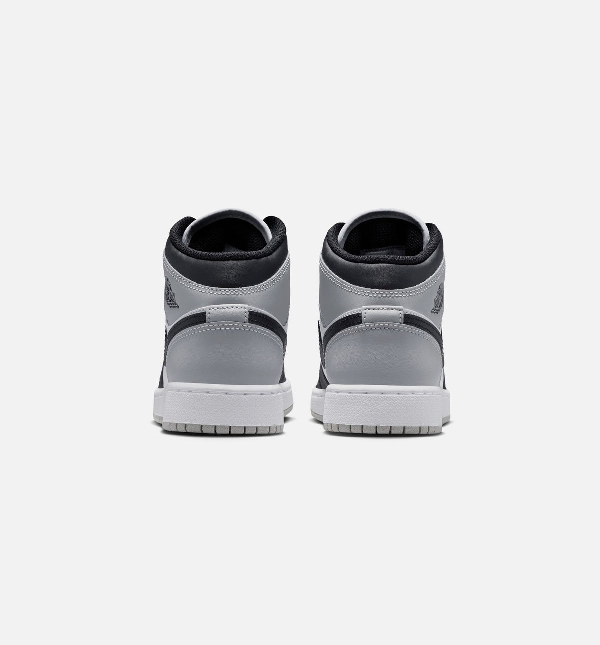 Air Jordan 1 Mid Grade School Sneakers - White/Light Smoke Grey/Black