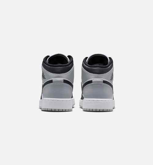 Air Jordan 1 Mid Grade School Sneakers - White/Light Smoke Grey/Black