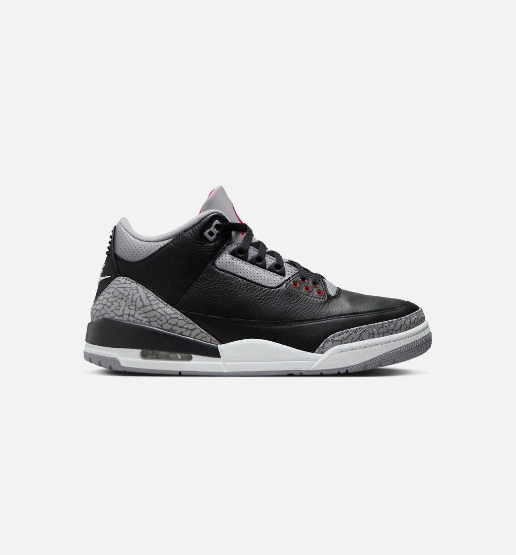 Air Jordan 3 Retro Black Cement Men's Sneakers - Black/Fire Red/Cement Grey/Summit White