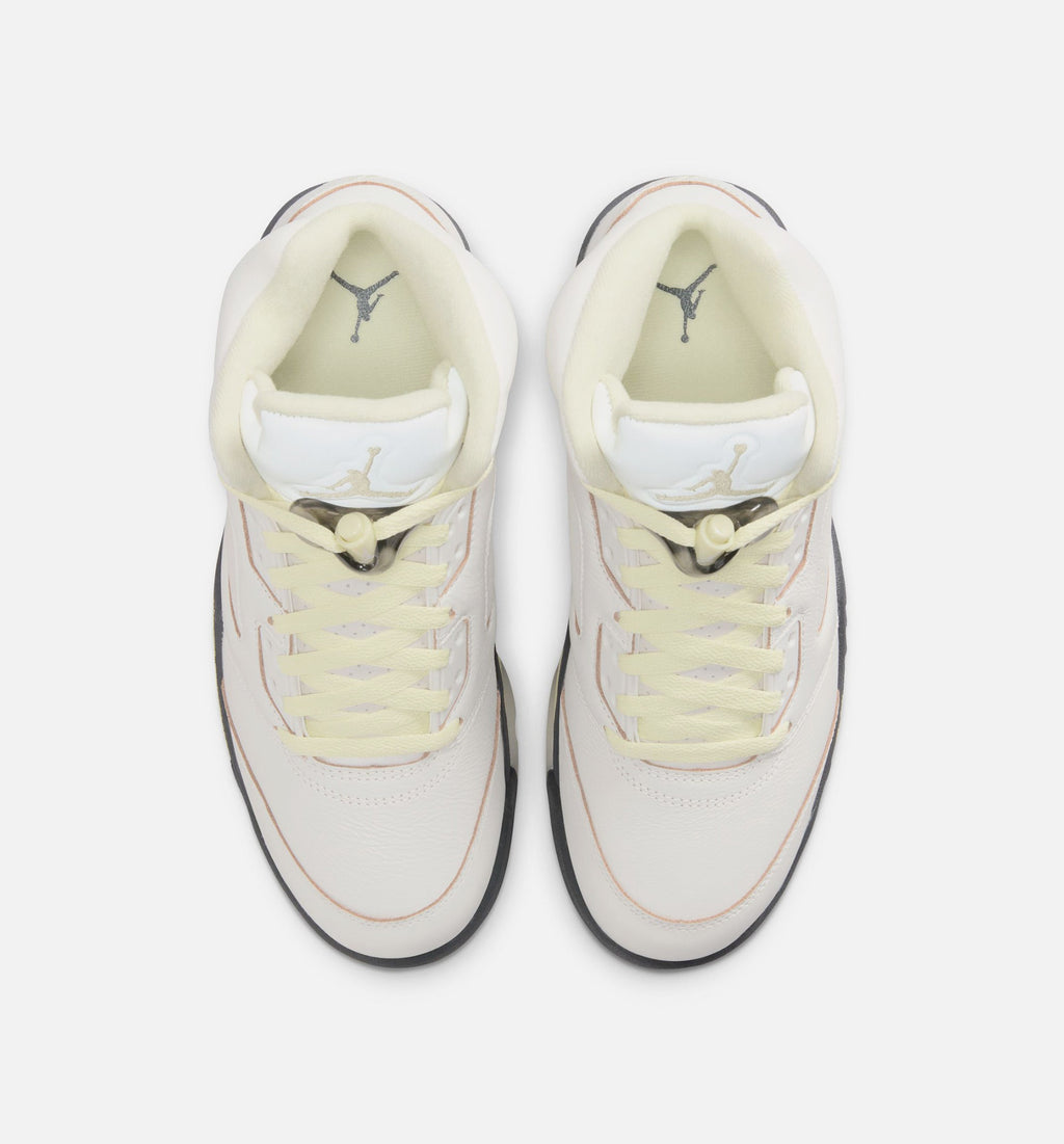 Air Jordan 5 Retro Luminous Green and Sail Women's Sneakers - Sail/Luminous Green/Anthracite