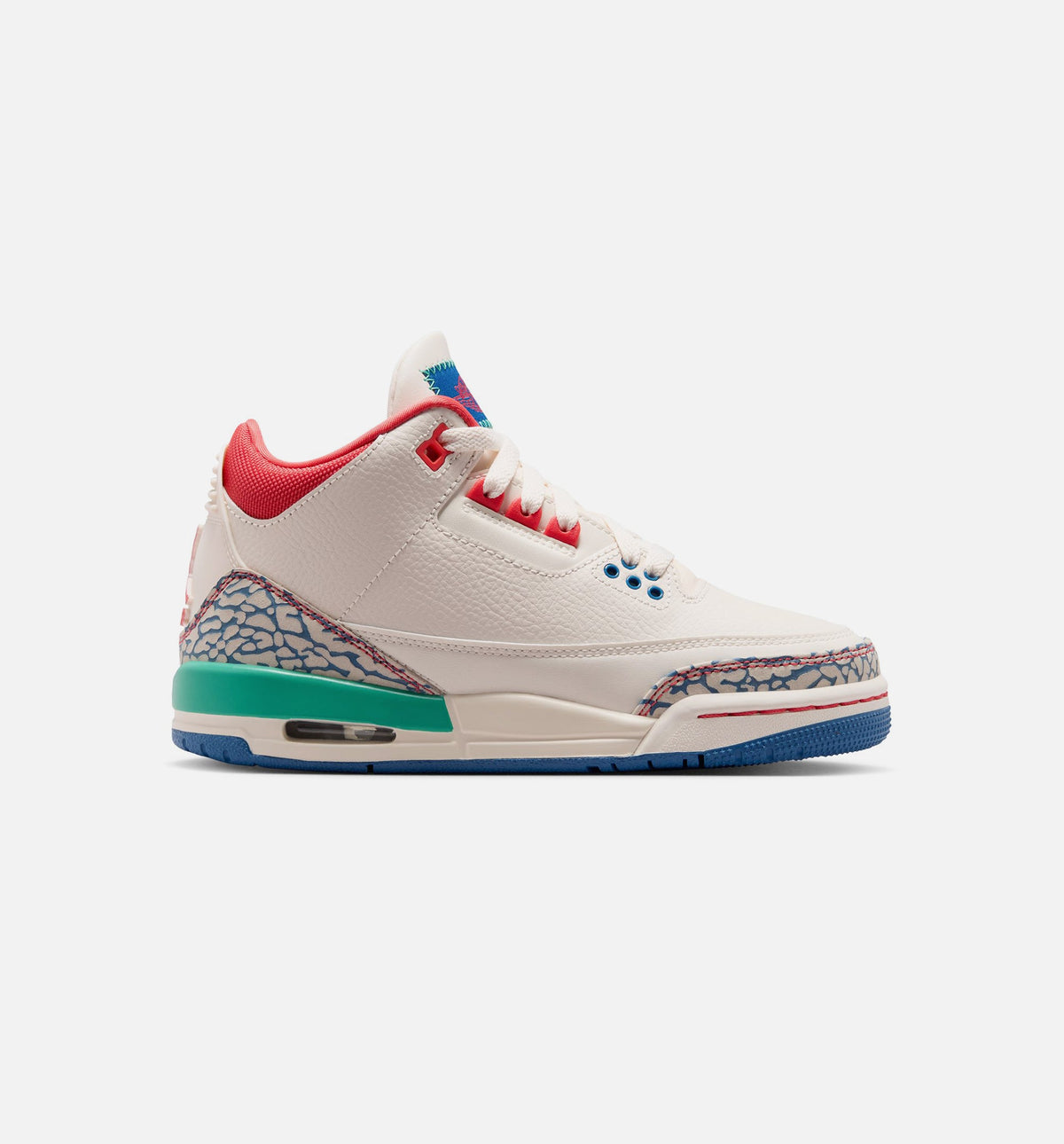 Air Jordan 3 Retro Play Your Way Grade School Sneakers - Chalk/Track Red/True Blue/Kinetic Green