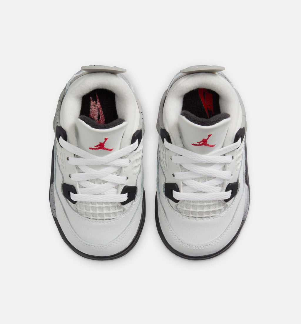 Air Jordan 4 Retro White Cement Infant/Toddler Sneakers - Summit White/Fire Red/Cement Grey/Black