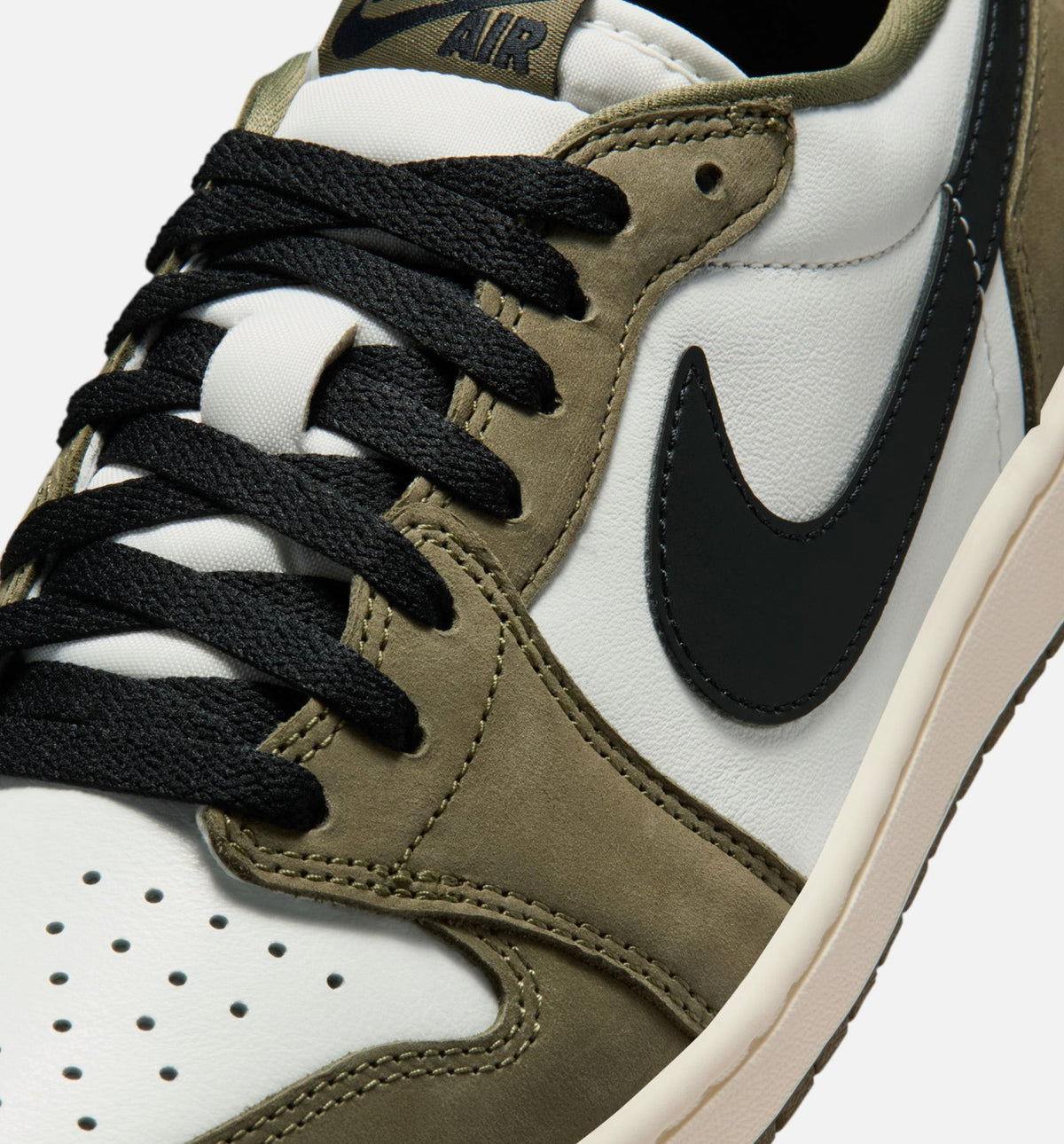 Air Jordan 1 Low OG Medium Olive Men's Sneakers - Olive/Black/White/Sail