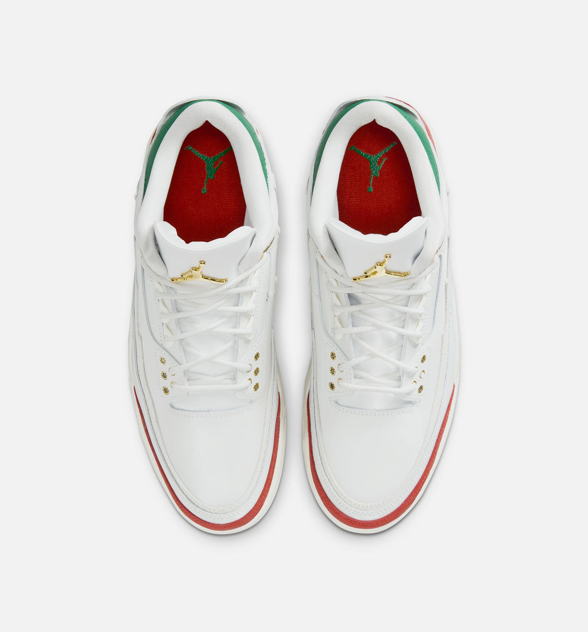 Air Jordan 3 Retro El Vuelo Men's Sneakers - Summit White/Pine Green/Dragon Red/Metallic Gold