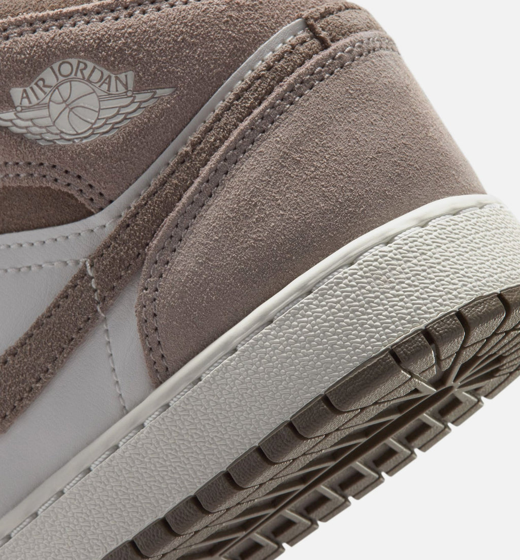 Air Jordan 1 Mid Grade School Sneakers - Enigma Stone/Olive Grey/Summit White