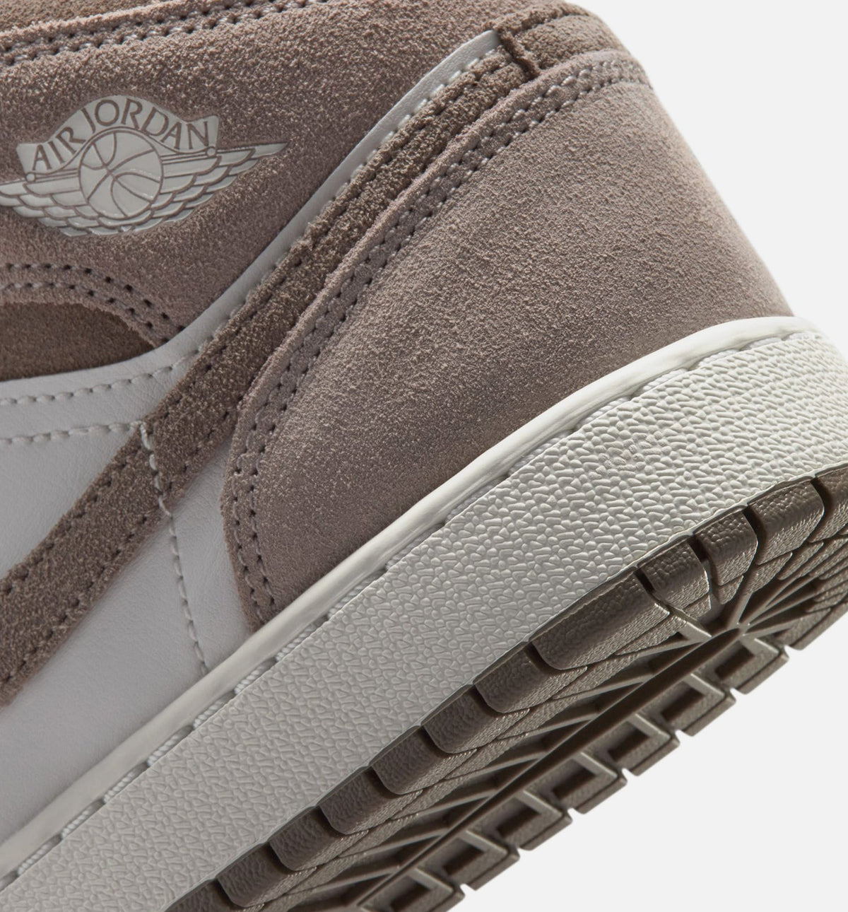 Air Jordan 1 Mid Grade School Sneakers - Enigma Stone/Olive Grey/Summit White