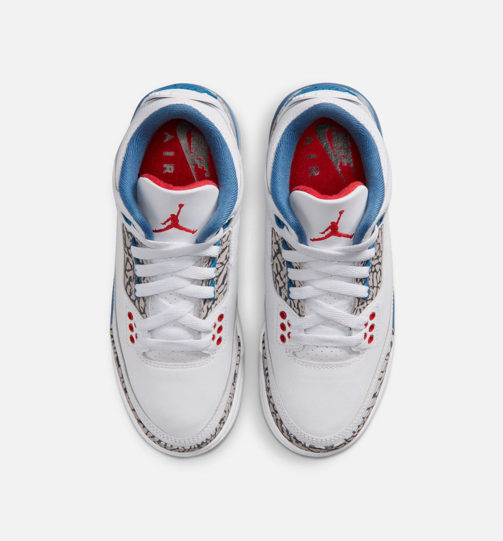 Air Jordan 3 Retro OG True Blue Grade School Sneakers - White/Fire Red/True Blue