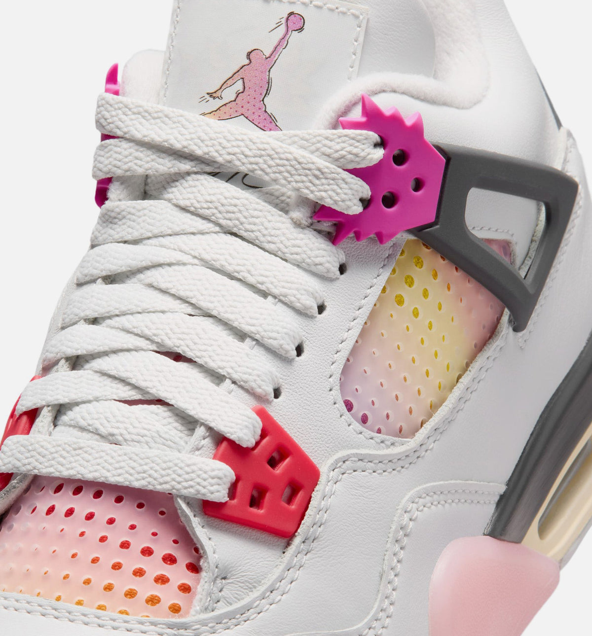 Air Jordan 4 Retro Comic Grade School Sneakers - Off White/Fire Pink/Anthracite