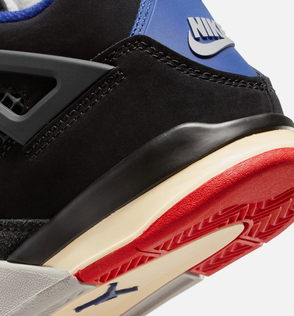 Air Jordan 4 Retro Rare Air Preschool Sneakers - Black/Fire Red/Deep Royal Blue