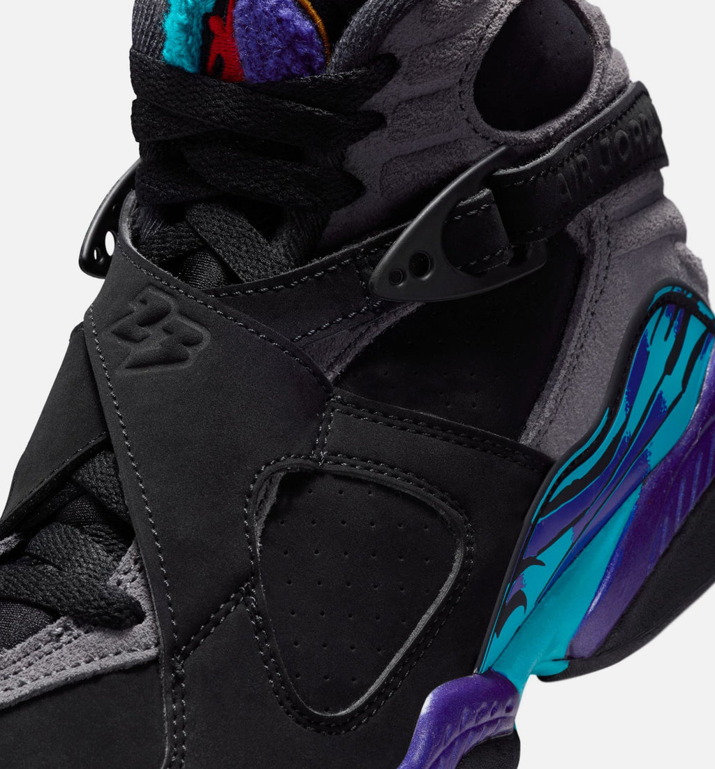 Air Jordan 8 Retro Aqua Grade School Sneakers - Black/Multicolor/Bright Concord