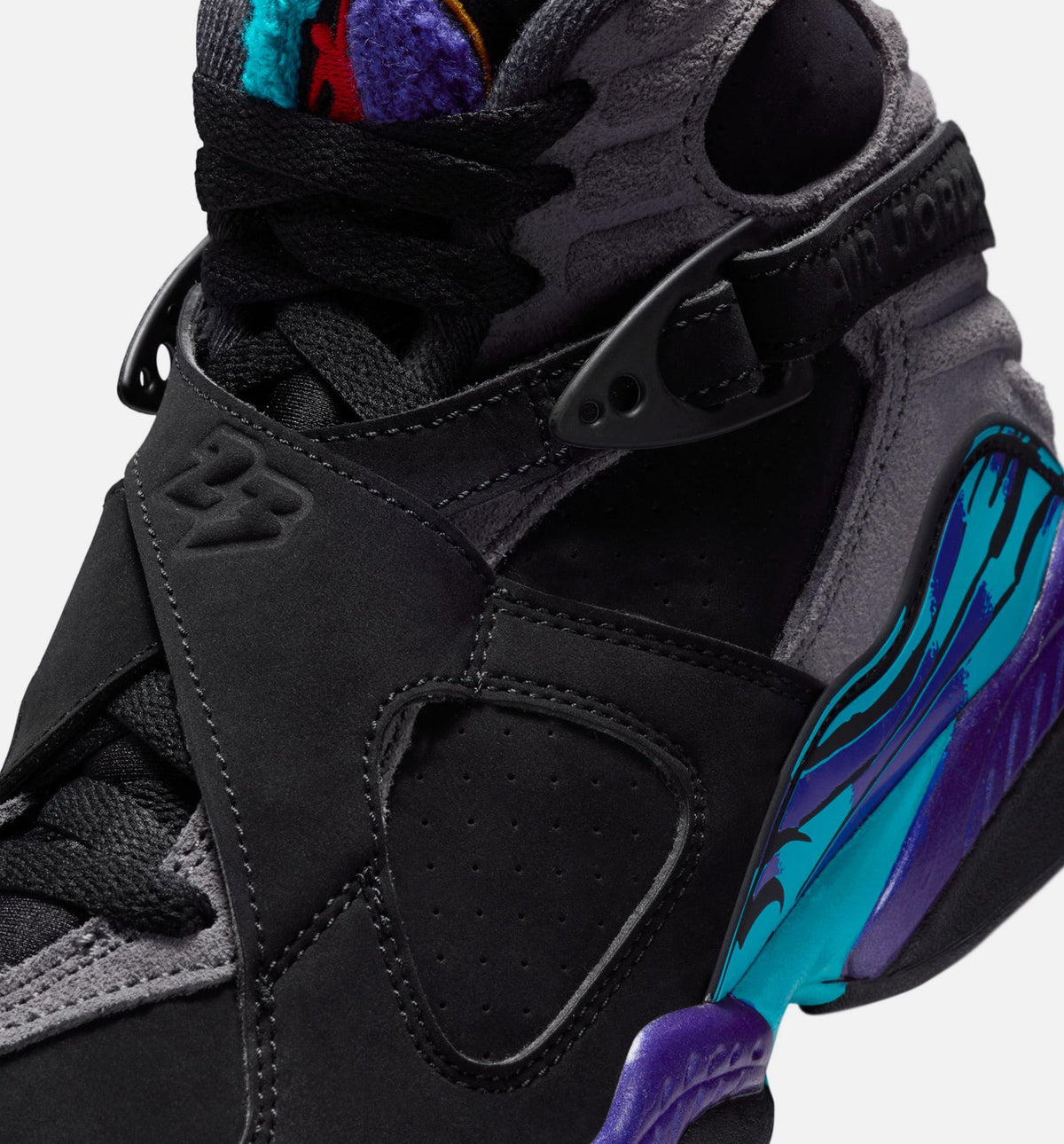 Air Jordan 8 Retro Aqua Grade School Sneakers - Black/Multicolor/Bright Concord