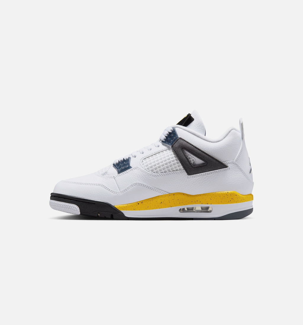 Air Jordan 4 Retro Rare Air Tour Yellow Men's Sneakers - White/Dark Blue Grey/Black/Tour Yellow