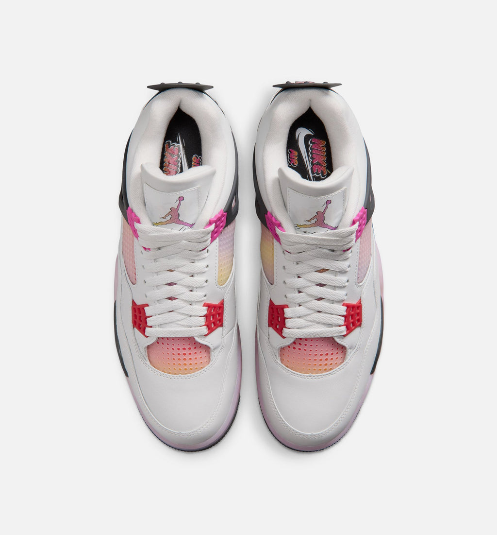 Air Jordan 4 Retro Comic Men's Sneakers - Off White/Fire Pink/Anthracite