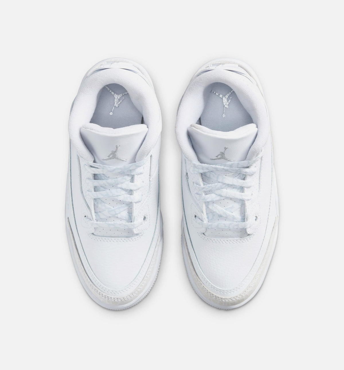 Air Jordan 3 Retro White and Silver Preschool Sneakers - White/Metallic Silver
