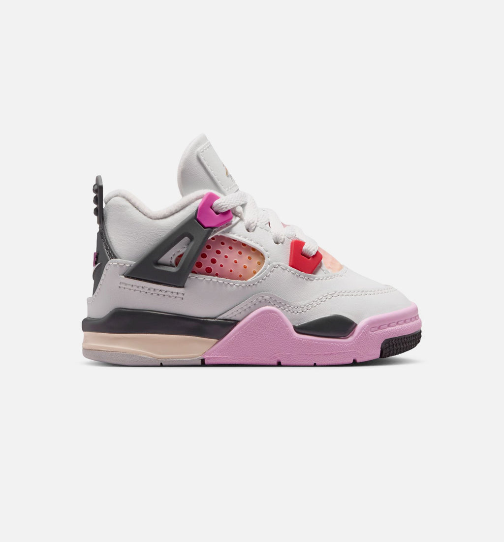 Air Jordan 4 Retro Comic Infant/Toddler Sneakers - Off White/Fire Pink/Anthracite