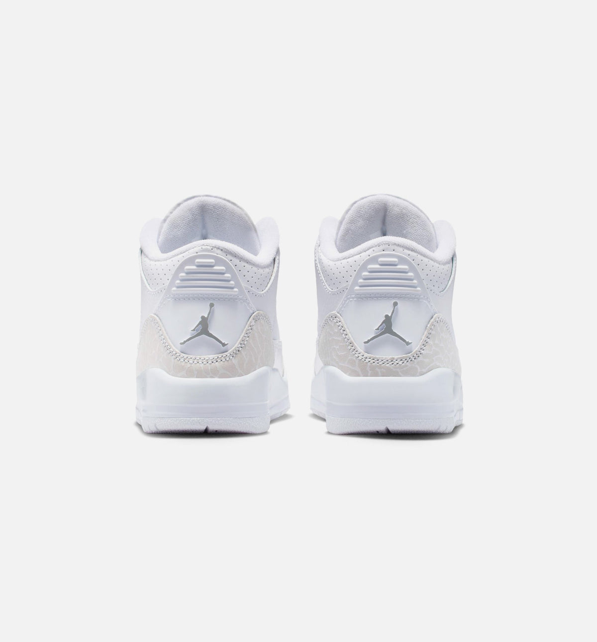 Air Jordan 3 Retro White and Silver Preschool Sneakers - White/Metallic Silver