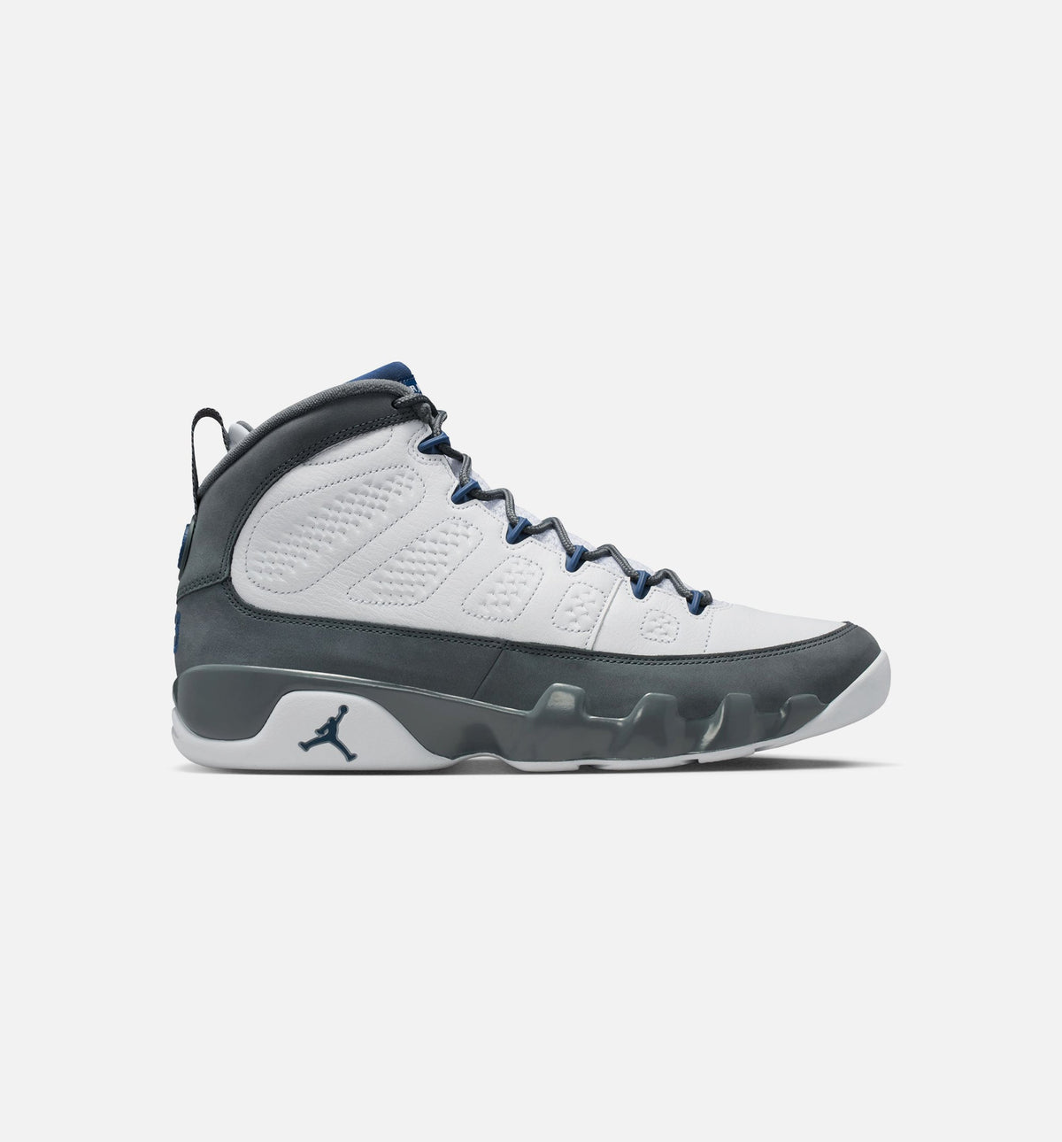 Air Jordan 9 Retro Flint Grey and French Blue Men's Sneakers - White/French Blue/Flint Grey