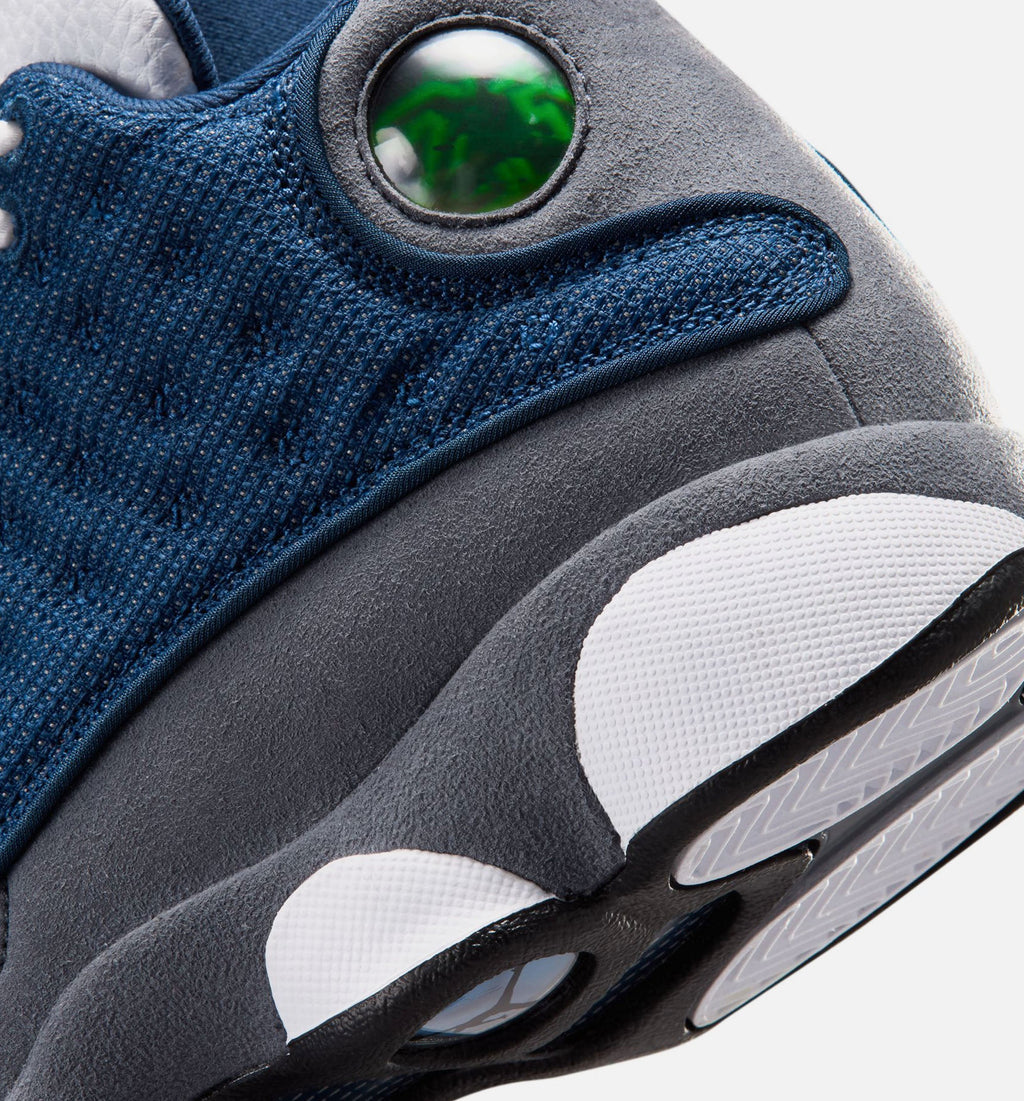 Air Jordan 13 Retro Navy and Flint Grey Grade School Sneakers - Navy/University Blue/Flint Grey/White