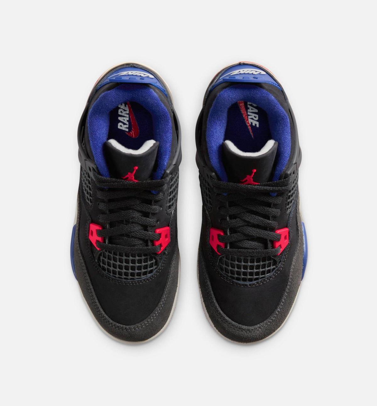 Air Jordan 4 Retro Rare Air Preschool Sneakers - Black/Fire Red/Deep Royal Blue