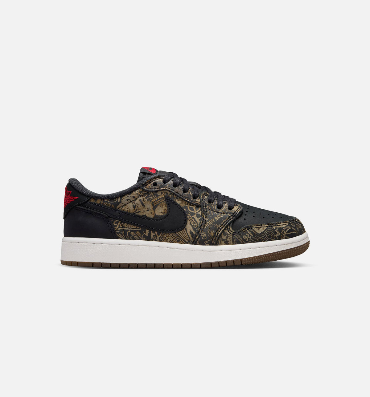 Air Jordan 1 Retro Low OG Laser Black and Varsity Red Grade School Sneakers - Black/Varsity Red/Summit White