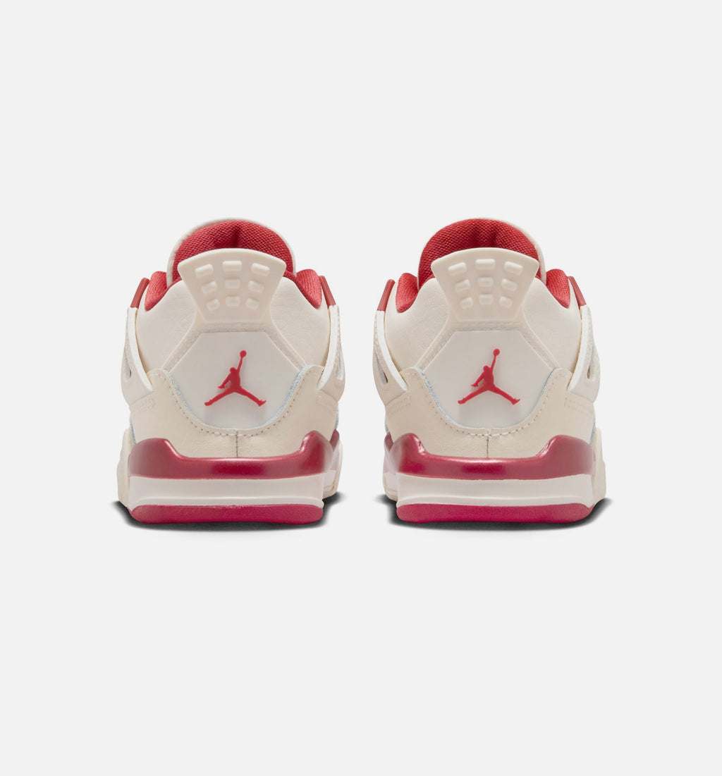 Air Jordan 4 Retro Valentine's Day Infant/Toddler Sneakers - Pale Ivory/Sierra Red/Tough Red
