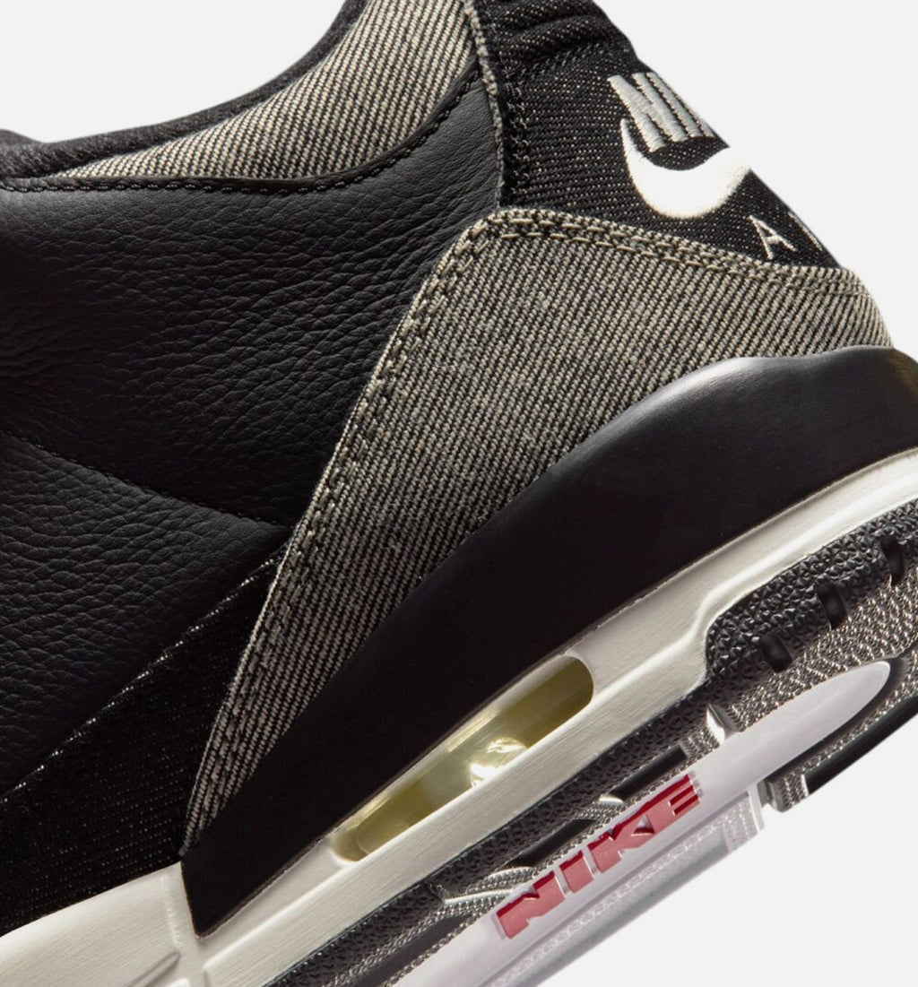 Air Jordan 3 x Levi's Black and White Men's Sneakers - Denim/Black/Gym Red