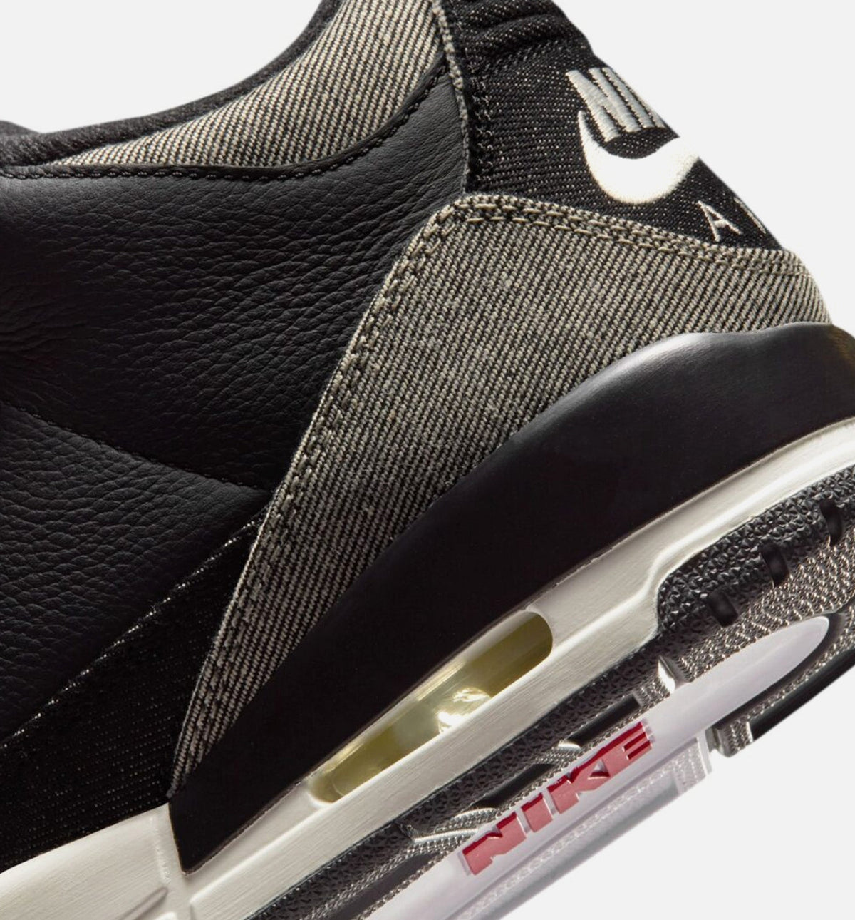 Air Jordan 3 x Levi's Black and White Men's Sneakers - Denim/Black/Gym Red