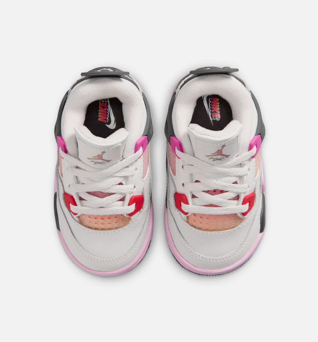 Air Jordan 4 Retro Comic Infant/Toddler Sneakers - Off White/Fire Pink/Anthracite