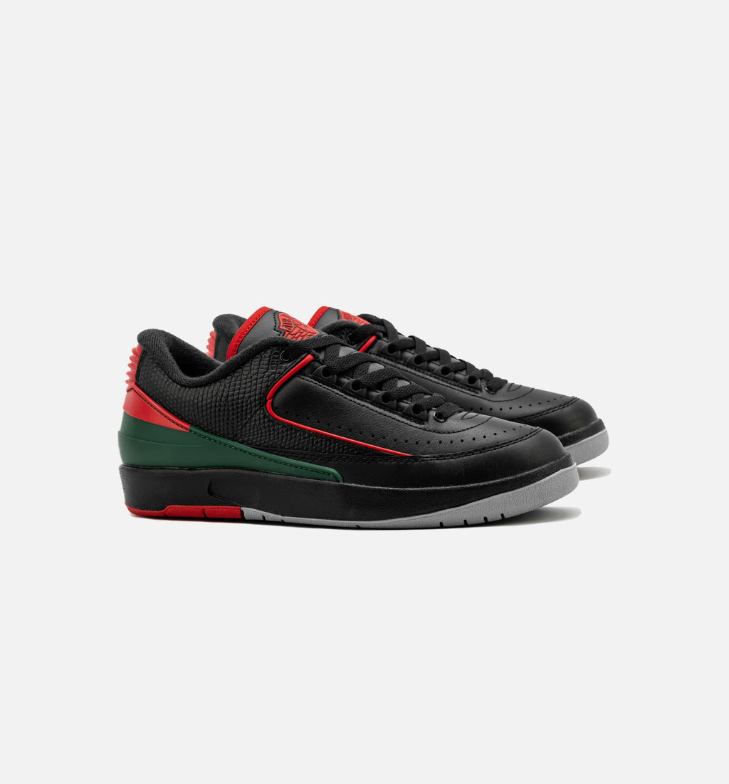 Air Jordan 2 Retro Low Christmas Grade School Sneakers - Black/Fire Red/Cement Grey