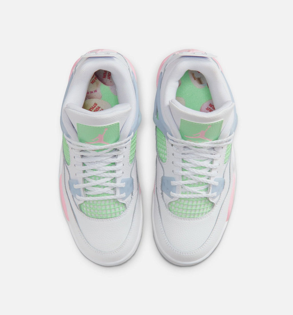 Air Jordan 4 Retro Medium Soft Pink Grade School Sneakers - White/Medium Soft Pink/Half Blue