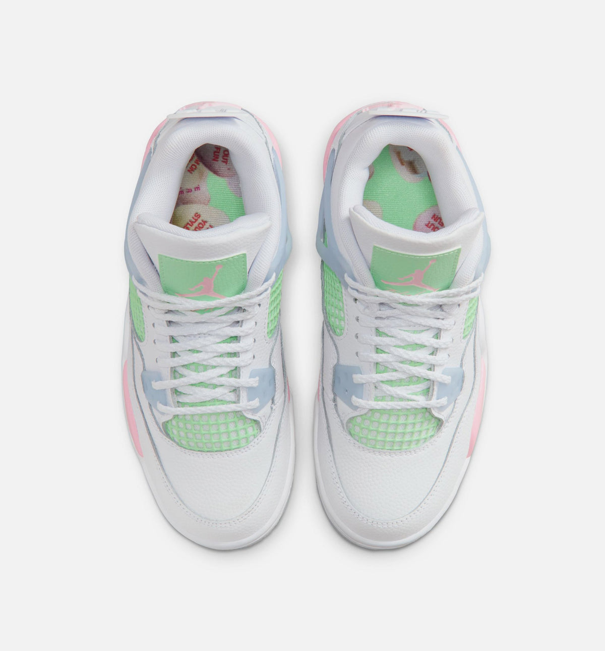 Air Jordan 4 Retro Medium Soft Pink Grade School Sneakers - White/Medium Soft Pink/Half Blue