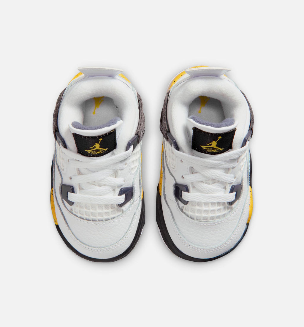 Air Jordan 4 Retro Rare Air Tour Yellow Infant/Toddler Sneakers - White/Dark Blue Grey/Black/Tour Yellow