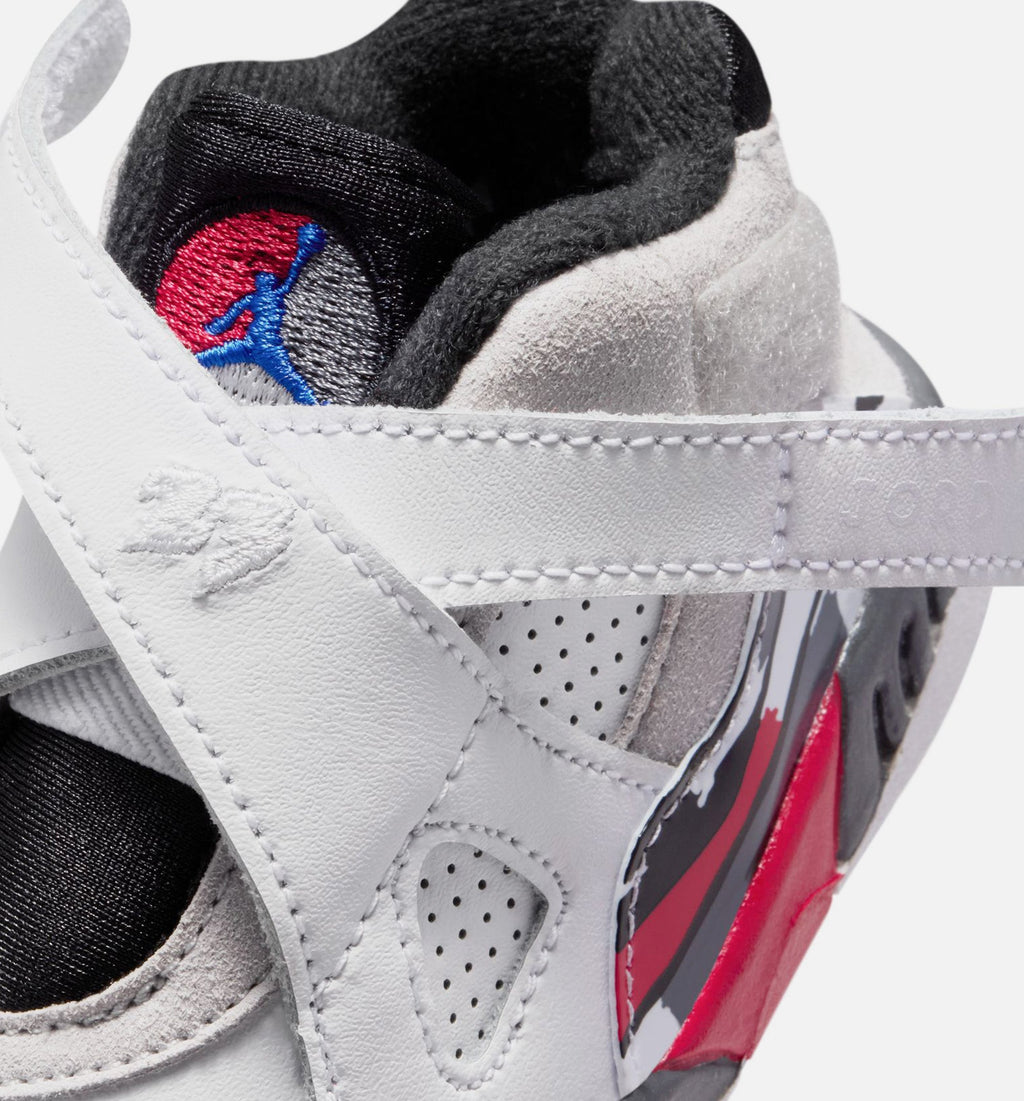 Air Jordan 8 Retro White and True Red Infant/Toddler Sneakers - White/Black/True Red