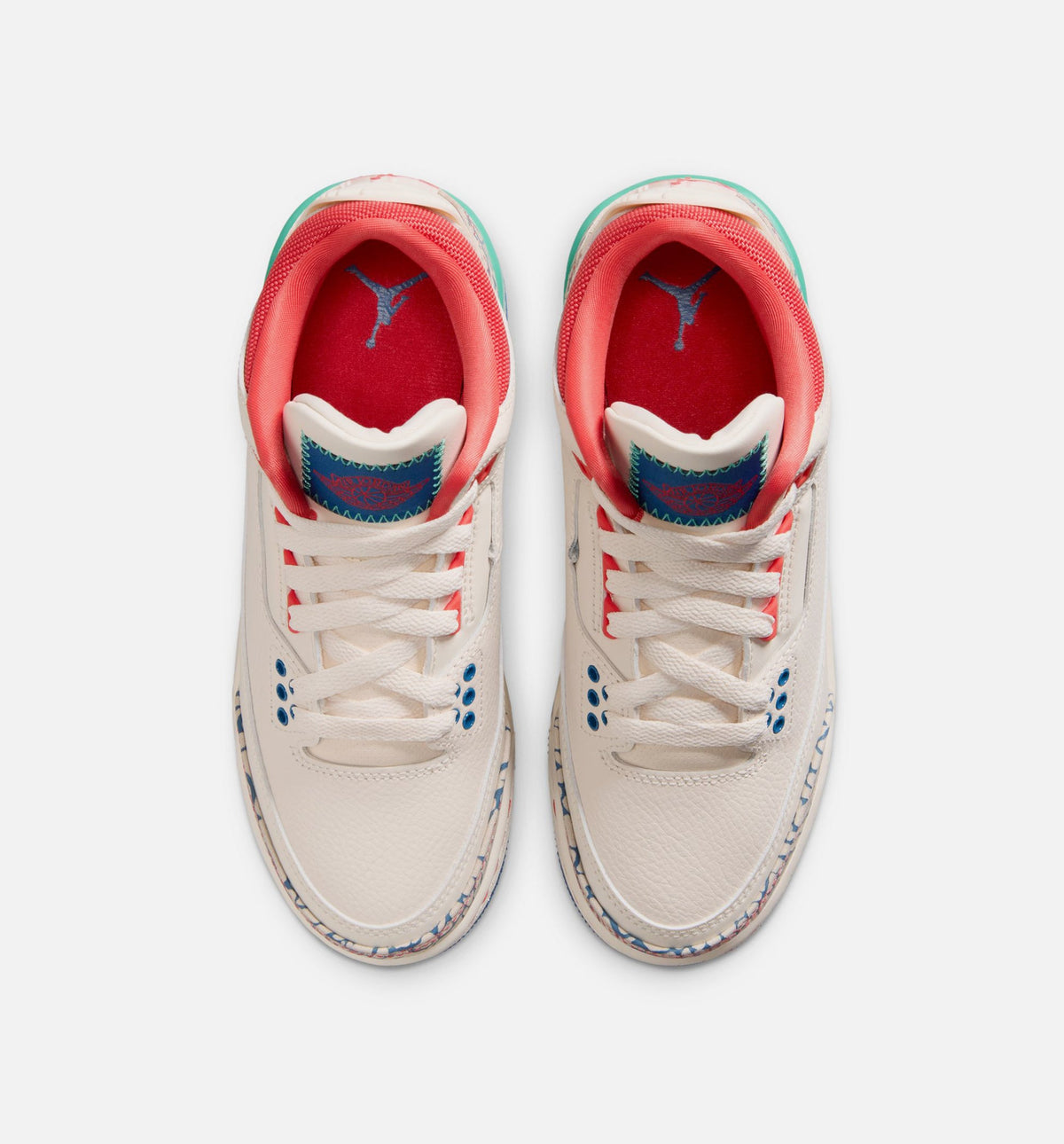 Air Jordan 3 Retro Play Your Way Grade School Sneakers - Chalk/Track Red/True Blue/Kinetic Green