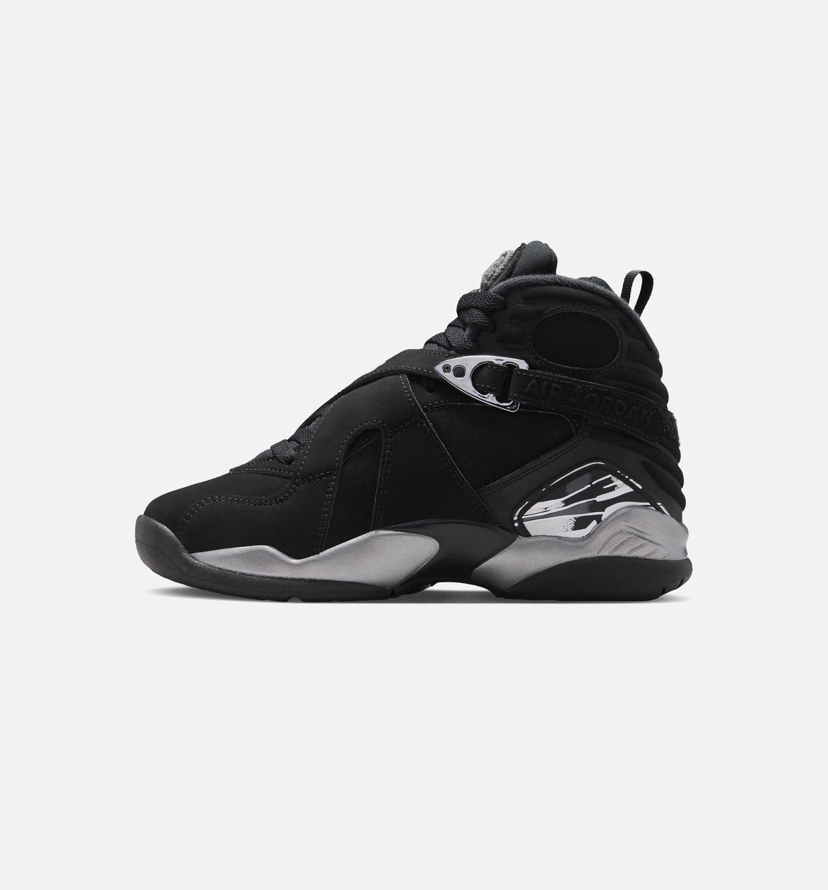 Air Jordan 8 Retro Chrome Grade School Sneakers - Black/White/Light Graphite