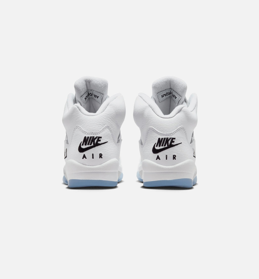 Air Jordan 5 Retro OG White Metallic Grade School Sneakers - White/Black/Metallic Silver
