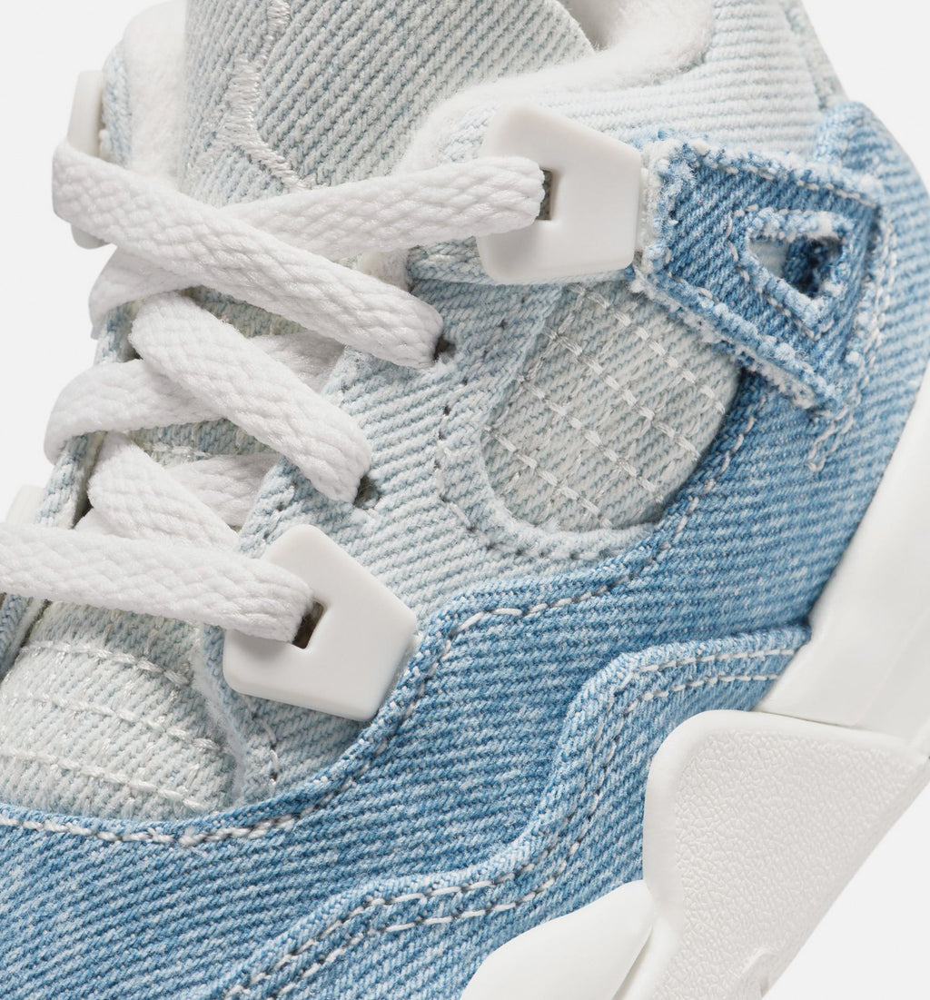 Air Jordan 4 Retro Worn Blue Infant/Toddler Sneakers - Sail/Worn Blue/Metallic Gold