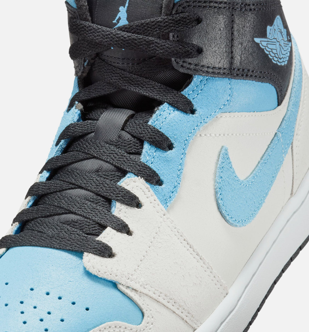Air Jordan 1 Mid SE Men's Sneakers - Summit White/Blue Chill/Black