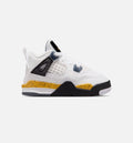 Air Jordan 4 Retro Rare Air Tour Yellow Infant/Toddler Sneakers - White/Dark Blue Grey/Black/Tour Yellow