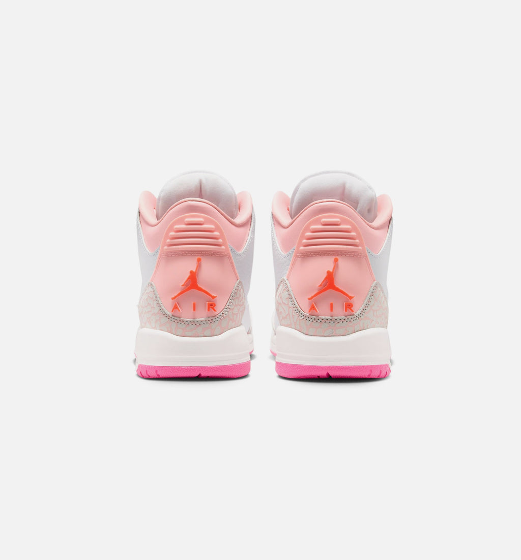 Air Jordan 3 Retro Spring Flowers Grade School Sneakers - Pearl Pink/Pink Bloom/Pink Glow/Hyper Orange