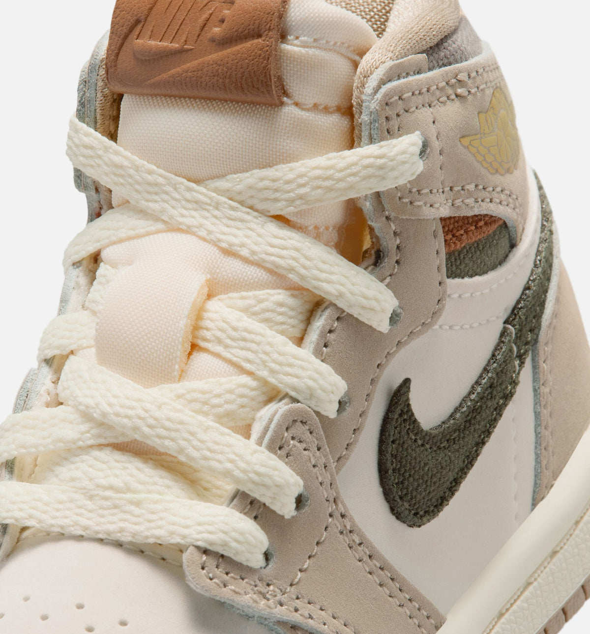 Air Jordan 1 Retro High OG Infant/Toddler Sneakers - Khaki/Sail/Coconut Milk/Cargo Khaki