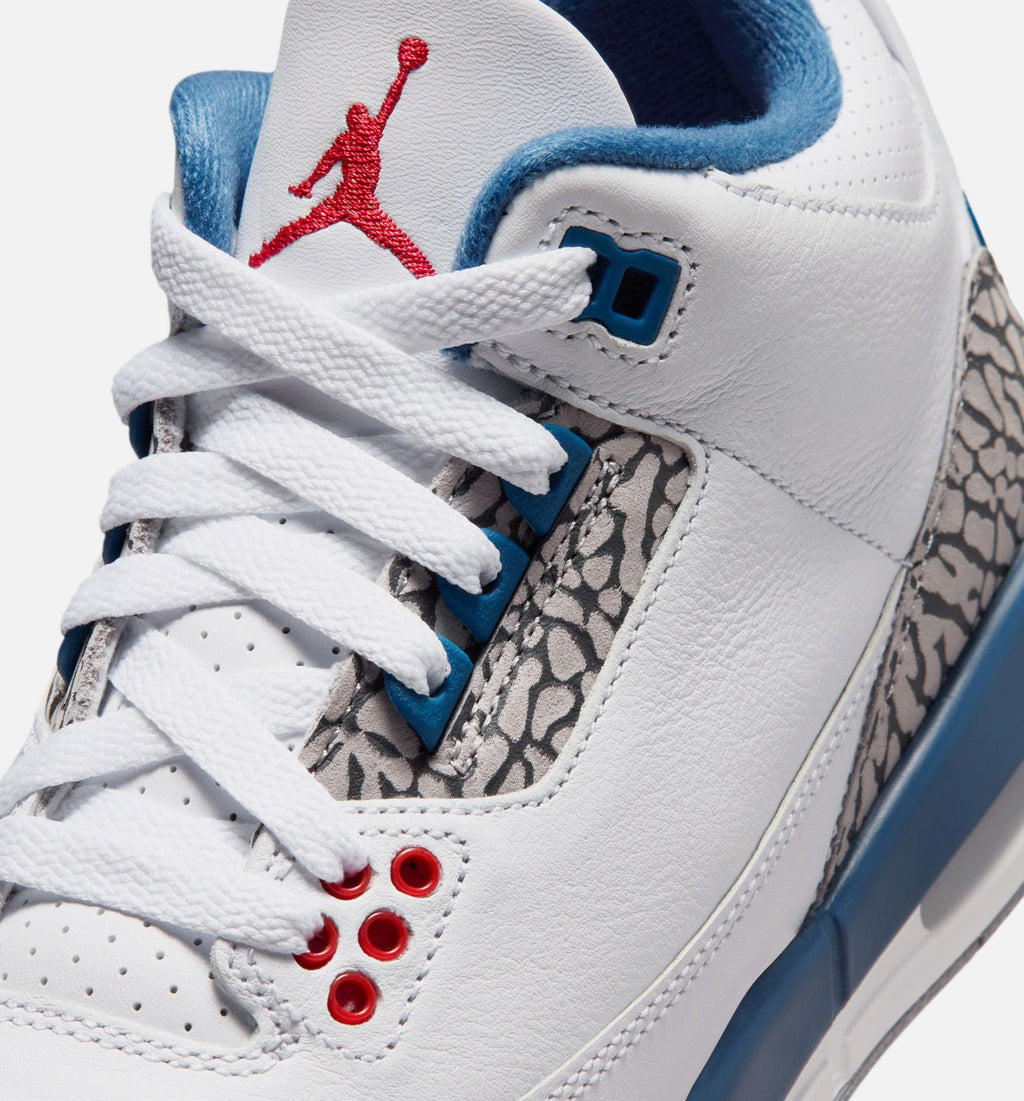 Air Jordan 3 Retro OG True Blue Grade School Sneakers - White/Fire Red/True Blue