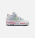 Air Jordan 4 Retro Medium Soft Pink Grade School Sneakers - White/Medium Soft Pink/Half Blue